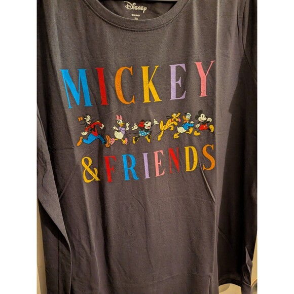 Mickey Mouse and Friends Distressed T-Shirt Black Size 2XL Disney Plus Size - Picture 2 of 4